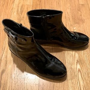 Cole Haan Nike Air patent leather waterproof zip up bootie wedges